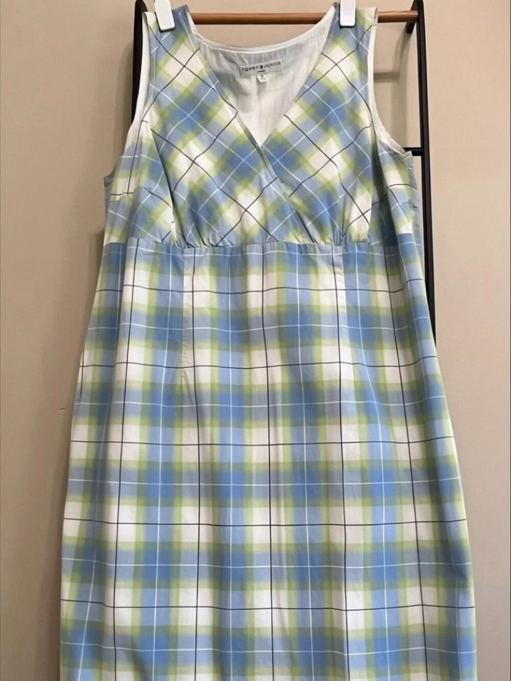 Tommy Hilfiger Cotton Plaid Maxi Dress Coastal Grandmacore Quiet Luxury Size 20 - Picture 2 of 16